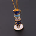 Enamel Tea Cup Pendant Necklace | Trendy Long Chain Jewelry