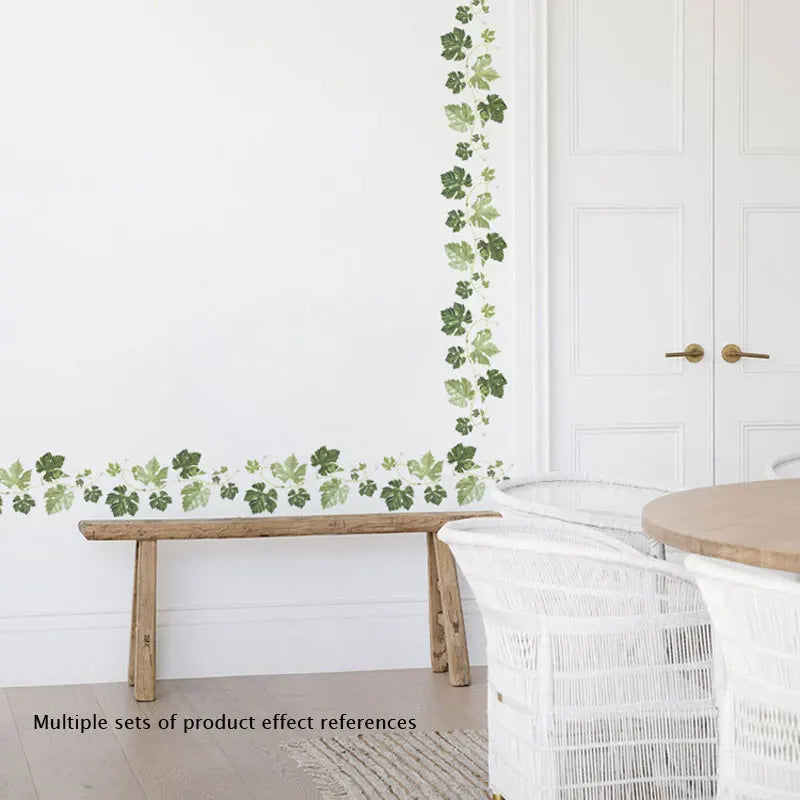 Green Leaf Vine Wall Sticker | Modern Home Decor Mural for Bedroom Living Room