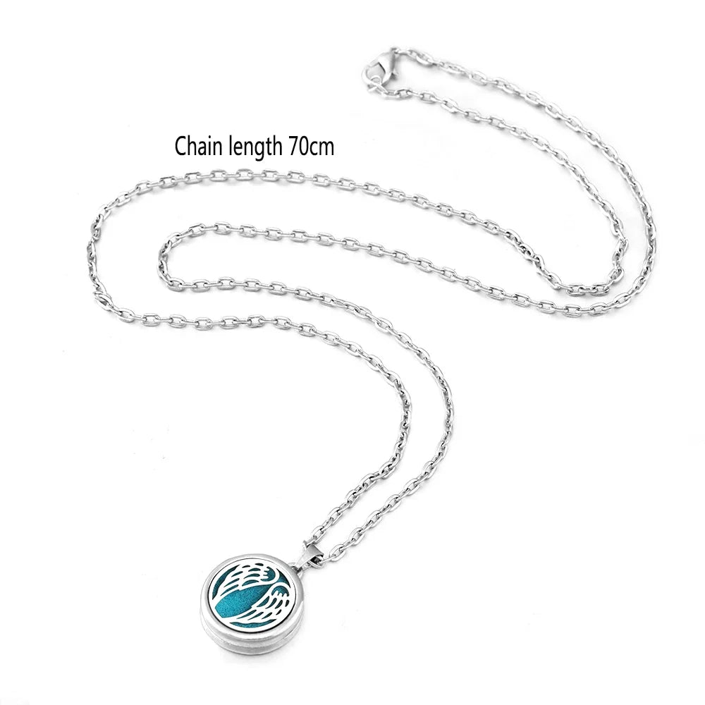 Heart-Shaped Aromatherapy Essential Oil Diffuser Necklace | Stainless Steel Dragonfly Perfume Locket