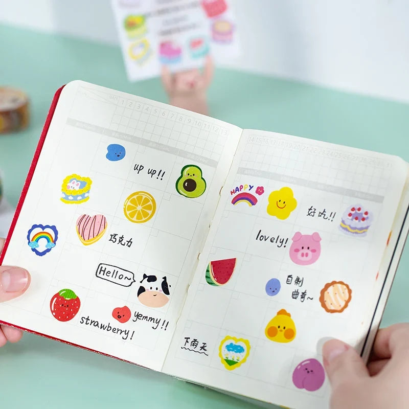 Kawaii Cartoon Washi Tape Stickers | 100pcs Roll Decorative Adhesive Masking Tape for Scrapbooking and DIY Stationery