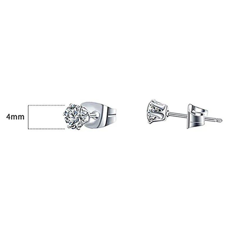 Huitan Minimalist Crystal Cubic Zirconia Stud Earrings | 6 Claws Unisex Fashion Jewelry