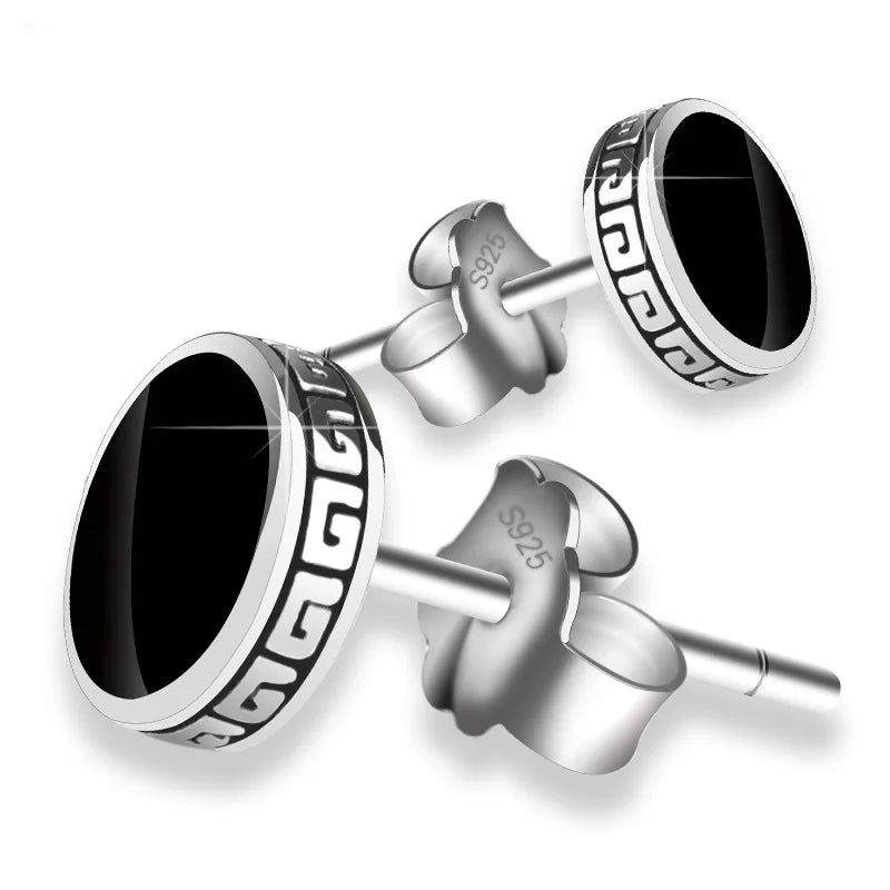 Andara Personalized 925 Sterling Silver Stud Earrings | Men's Street Punk Hip-Hop Jewelry