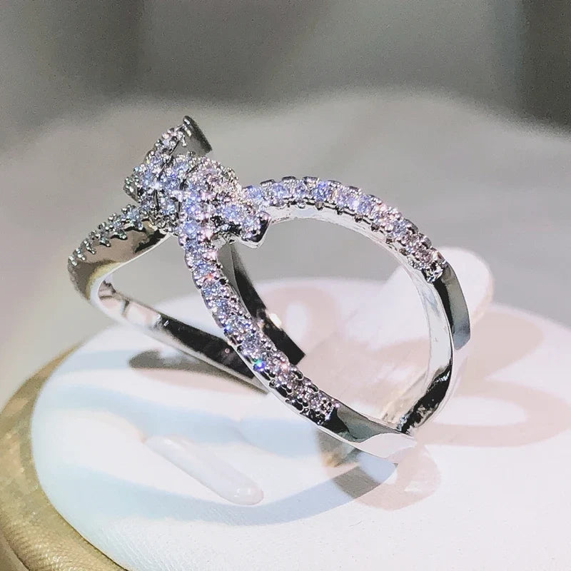 925 Sterling Silver Interwoven Figure 8 Ring | Geometric Cocktail Jewelry for Women