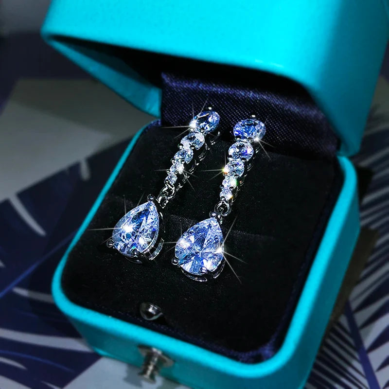 925 Sterling Silver Zircon Stud Earrings | Luxury Party Jewelry for Women