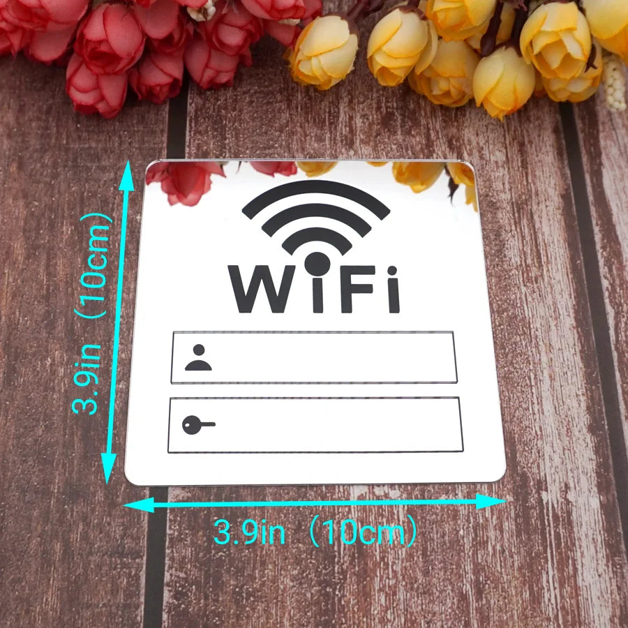 Acrylic Mirror WiFi Sign Sticker | Handwrite Account & Password Notice Board