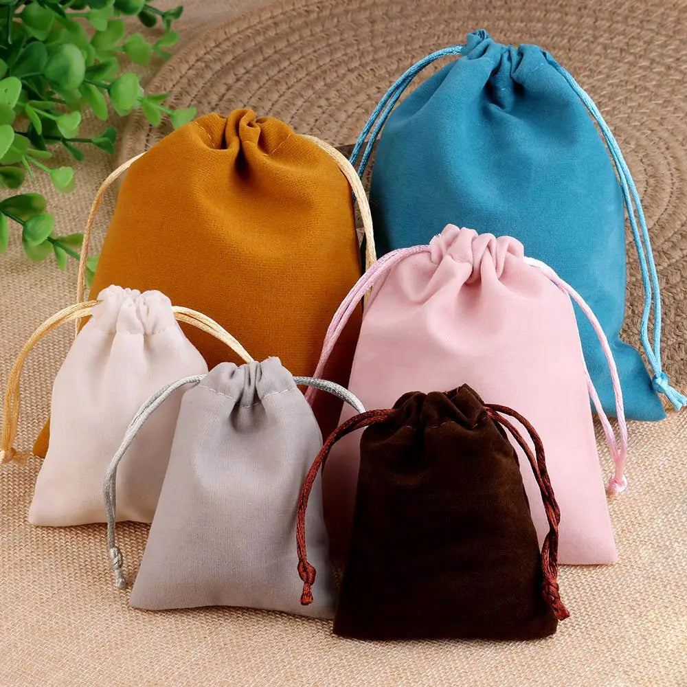 10pcs Drawstring Velvet Jewelry Gift Bags | Soft Plush Multi-Color Pouches for Wedding Christmas Party