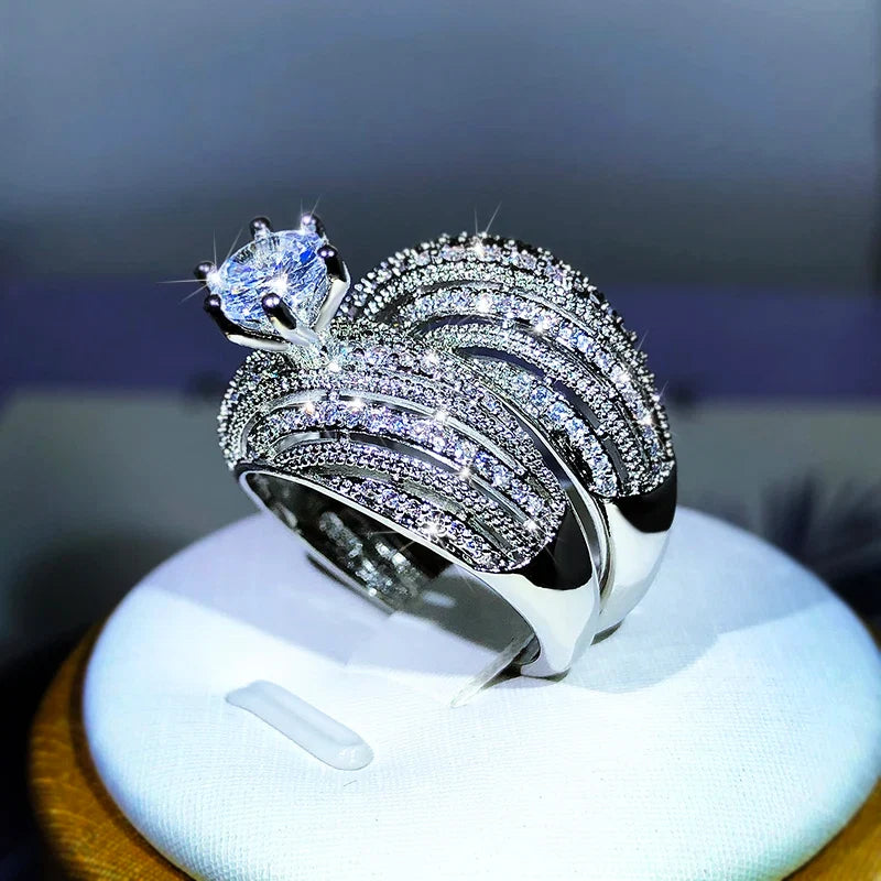 Luxury Double Set Ring | High-Grade Zircon Plated Real Gold for Men and Women