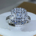 Exquisite Square Zircon Claw Setting Ring | 925 Sterling Silver Fashion Jewelry