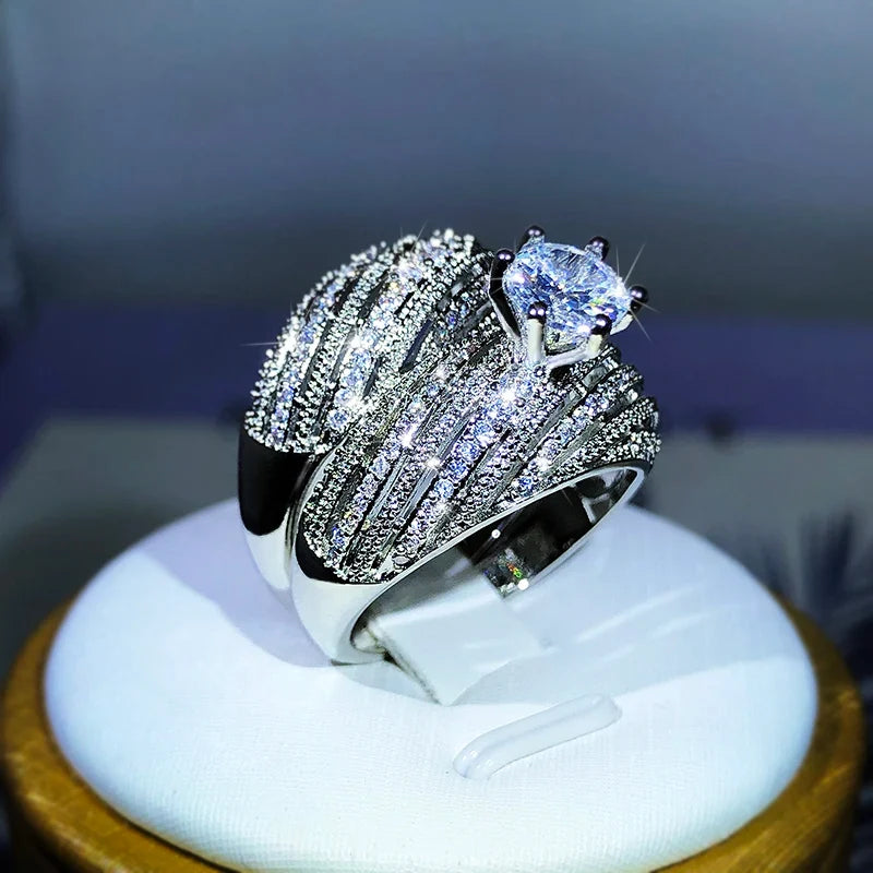 Luxury Double Set Ring | High-Grade Zircon Plated Real Gold for Men and Women