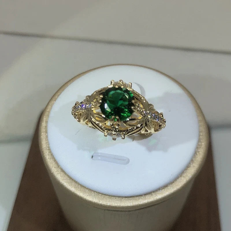 Vintage Emerald Cocktail Ring | 925 Sterling Silver
