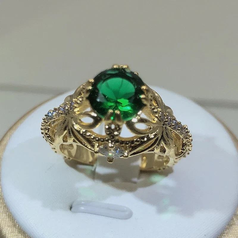 Vintage Emerald Cocktail Ring | 925 Sterling Silver