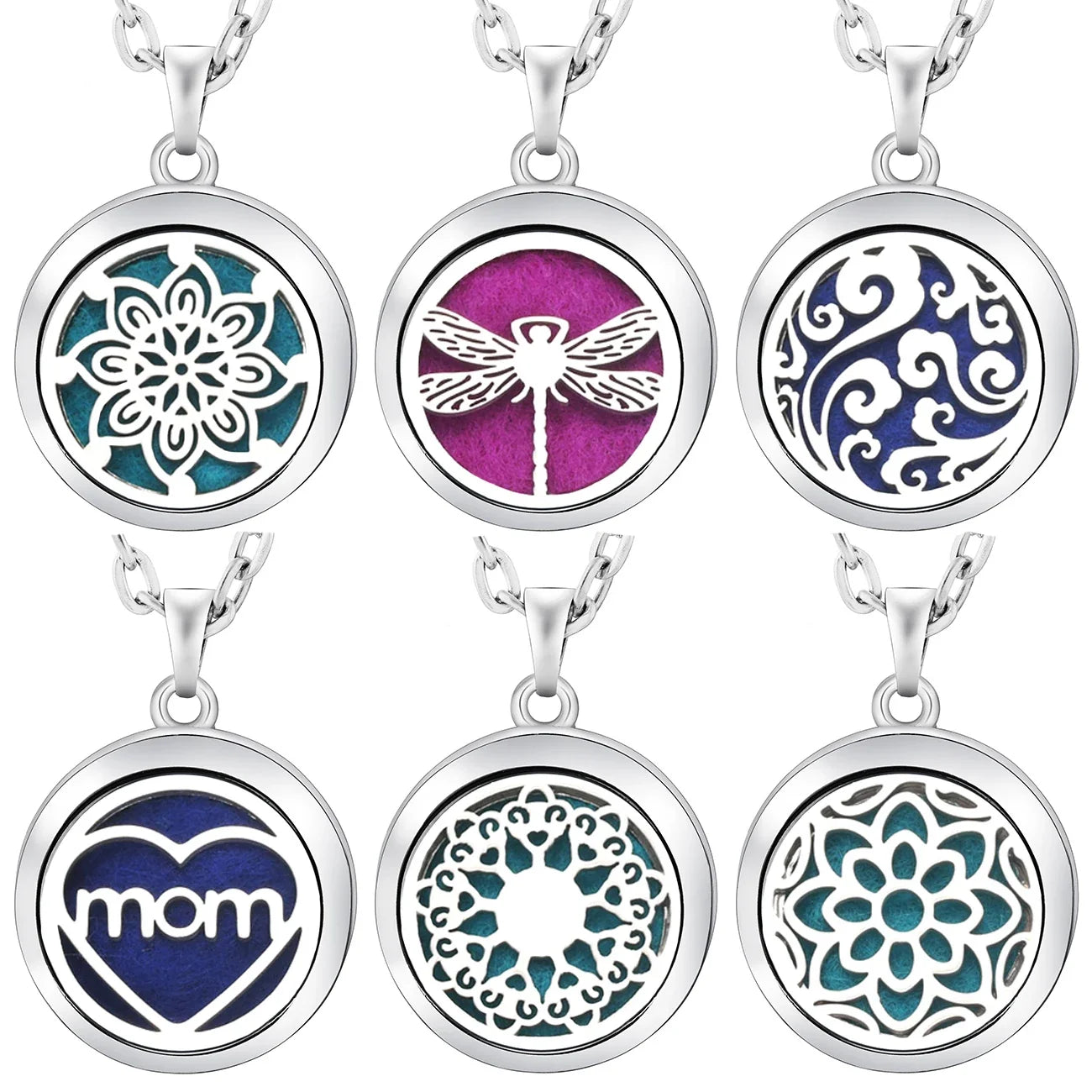 Heart-Shaped Aromatherapy Essential Oil Diffuser Necklace | Stainless Steel Dragonfly Perfume Locket