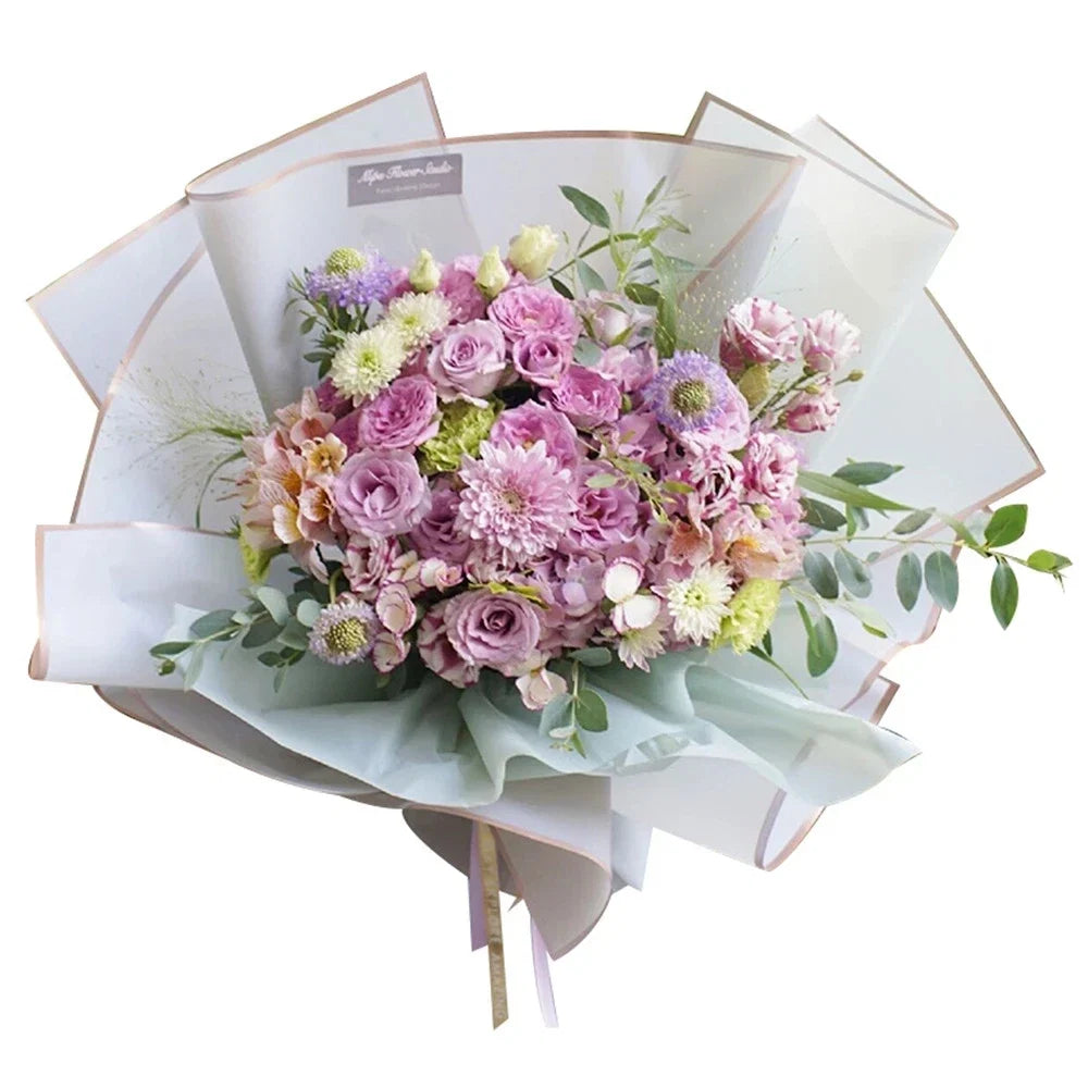 5pcs Flower Wrapping Paper with Golden Border | Korean Style Half Transparent Gift Packing for Florist Bouquet