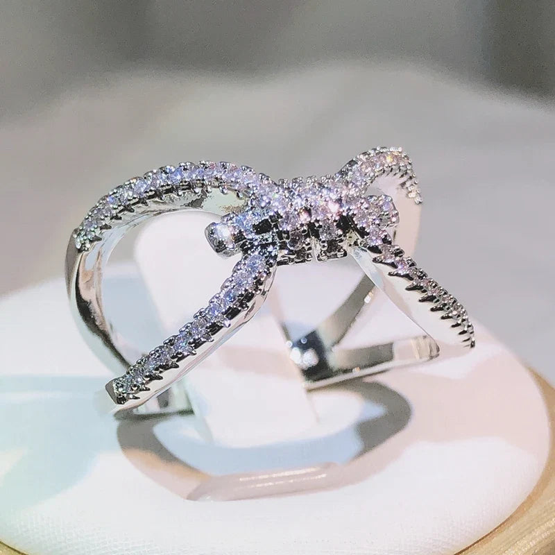 925 Sterling Silver Interwoven Figure 8 Ring | Geometric Cocktail Jewelry for Women