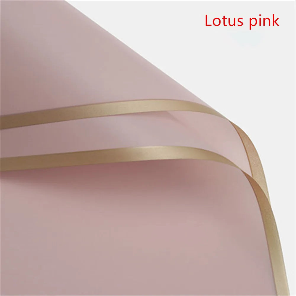 5pcs Flower Wrapping Paper with Golden Border | Korean Style Half Transparent Gift Packing for Florist Bouquet