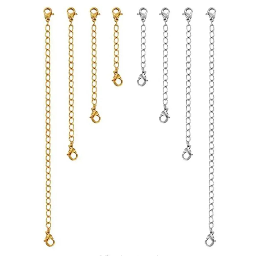 10pcs Stainless Steel Extender Chains for Necklace Bracelet | Adjustable Lobster Clasp Extension Links Set
