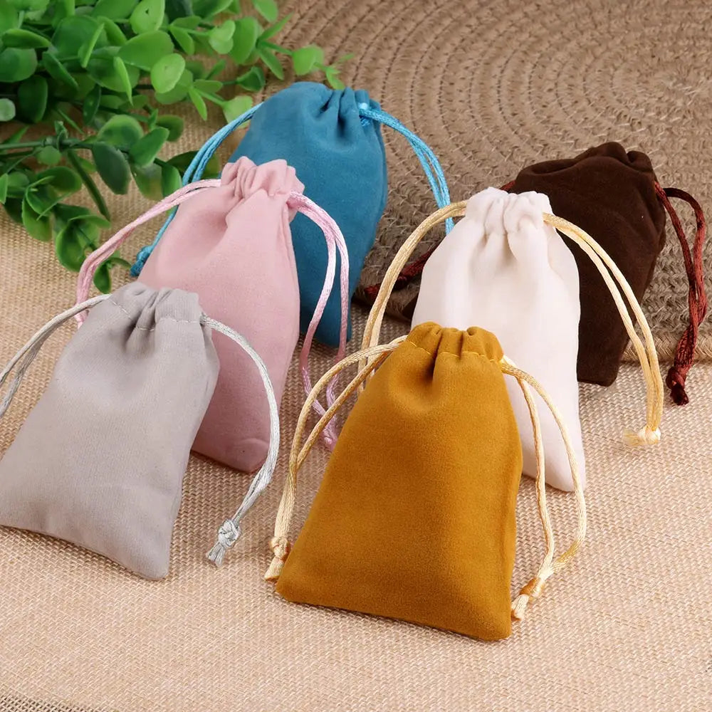 10pcs Drawstring Velvet Jewelry Gift Bags | Soft Plush Multi-Color Pouches for Wedding Christmas Party