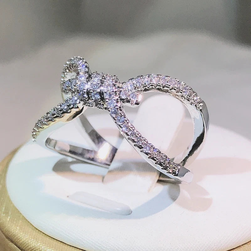925 Sterling Silver Interwoven Figure 8 Ring | Geometric Cocktail Jewelry for Women