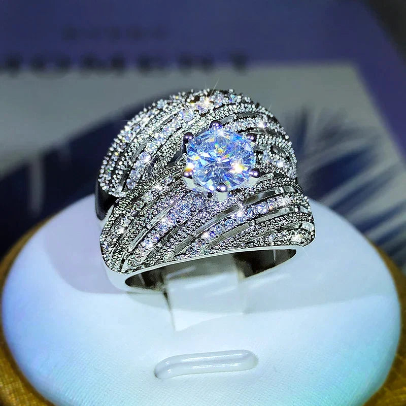 Luxury Double Set Ring | High-Grade Zircon Plated Real Gold for Men and Women