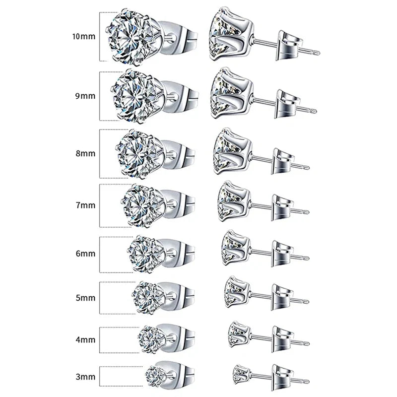 Huitan Minimalist Crystal Cubic Zirconia Stud Earrings | 6 Claws Unisex Fashion Jewelry