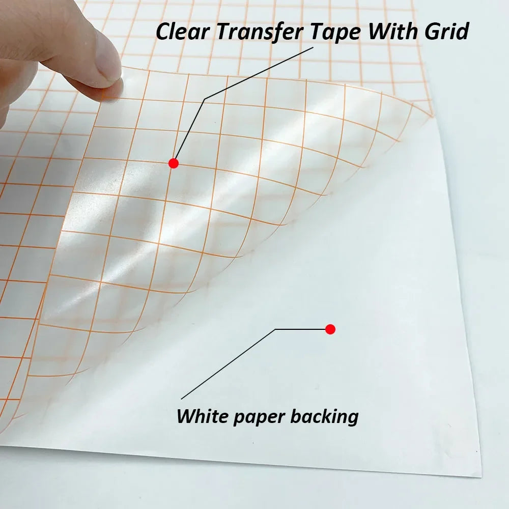 Clear Vinyl Transfer Paper Tape with Alignment Grid | Application Tape for Vinyl Decals