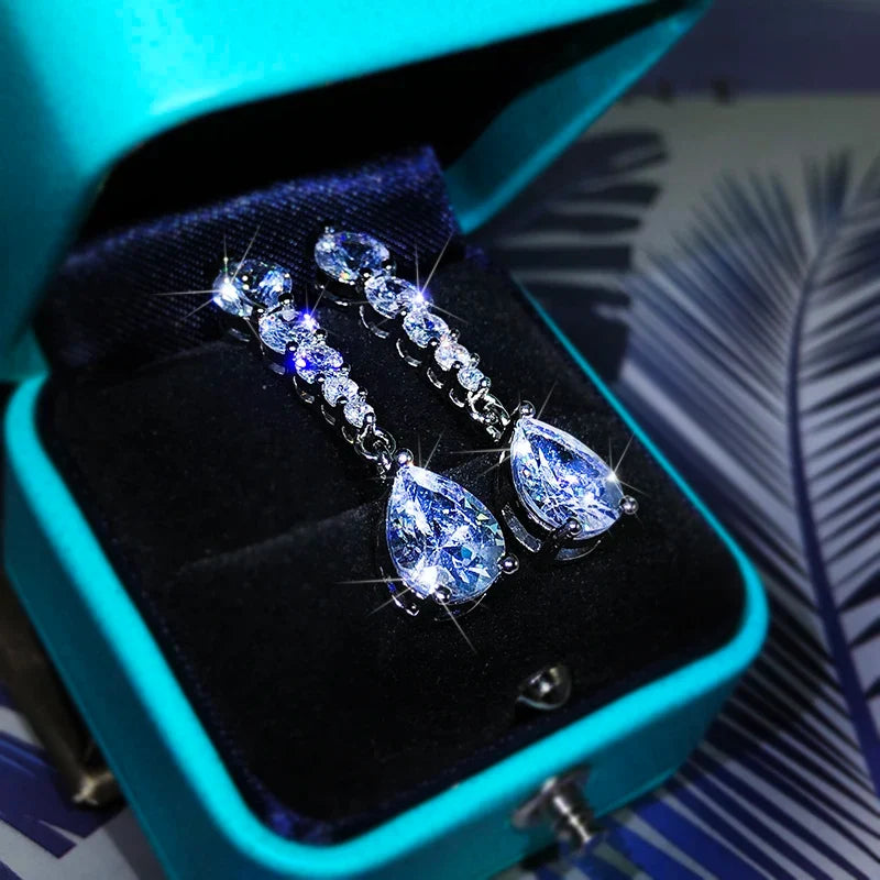 925 Sterling Silver Zircon Stud Earrings | Luxury Party Jewelry for Women