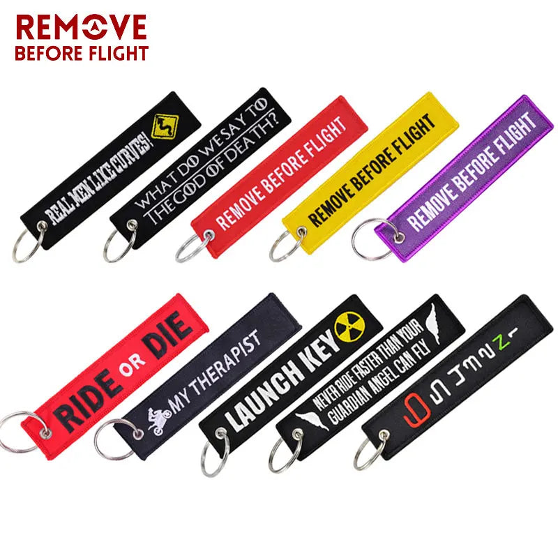Motorcycle Keychain with Embroidery | Real Men Like Curves Keyring