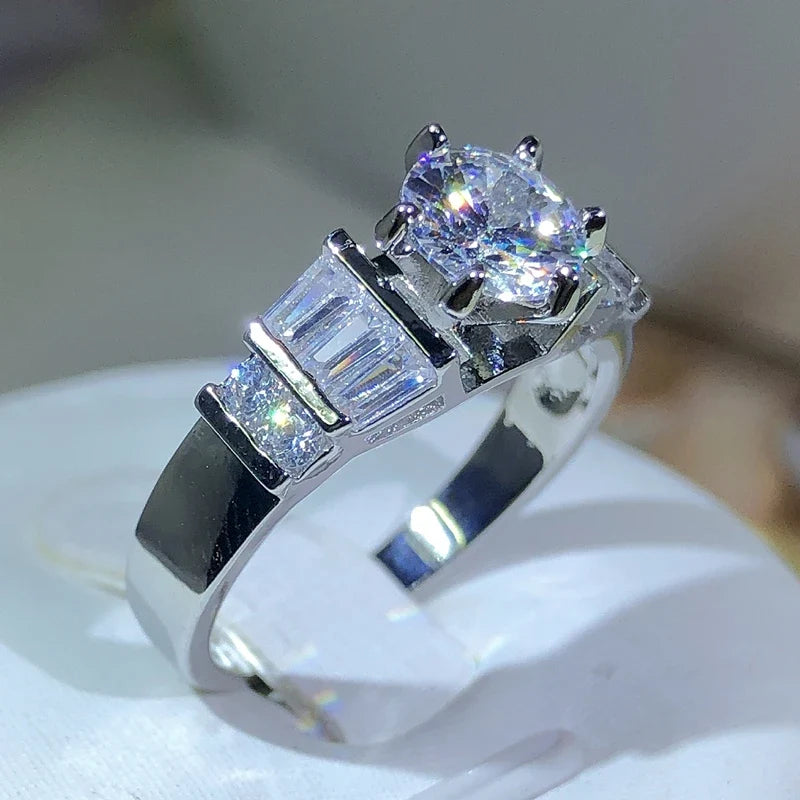 925 Sterling Silver Zircon Engagement Ring | Classic Cocktail Jewelry for Women