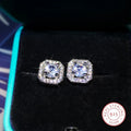 925 Sterling Silver White Zircon Stud Earrings | Elegant Fine Jewelry Gift