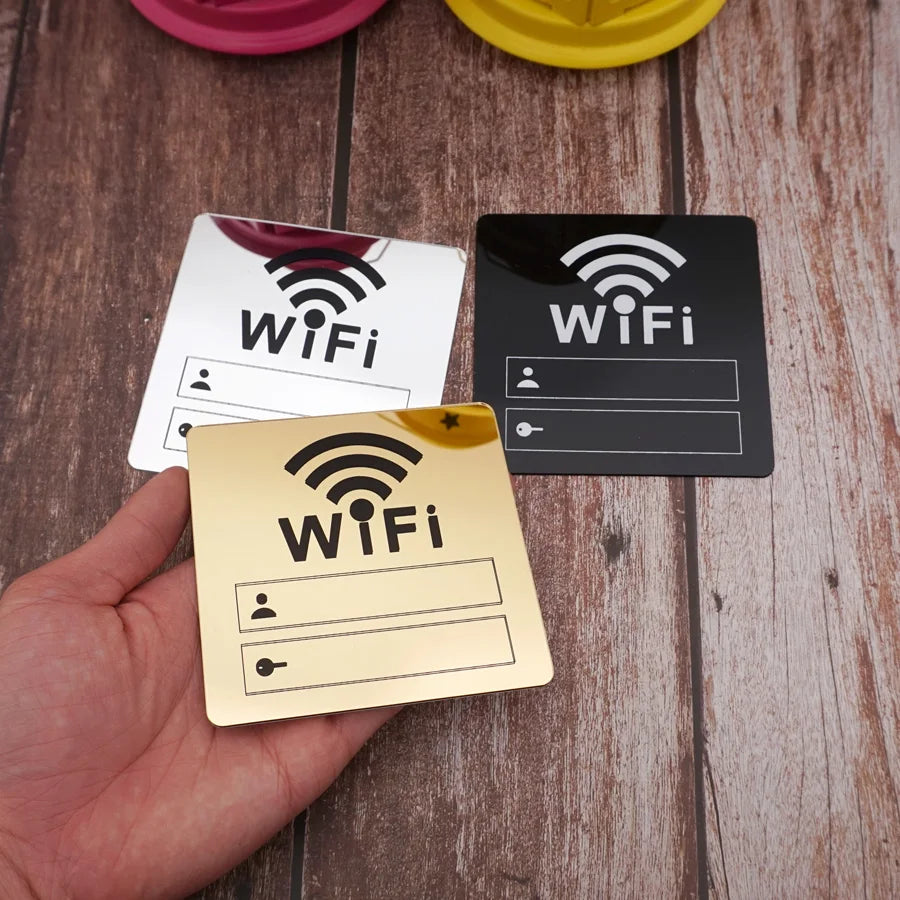 Acrylic Mirror WiFi Sign Sticker | Handwrite Account & Password Notice Board