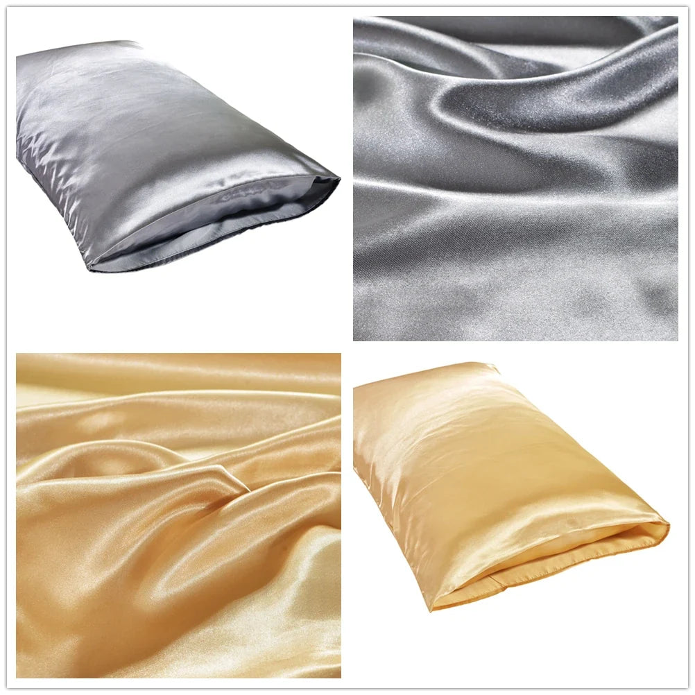 1Pc Queen Satin Silk Pillowcase | Silky Smooth Cooling Bed Pillow Cover for Hair and Skin