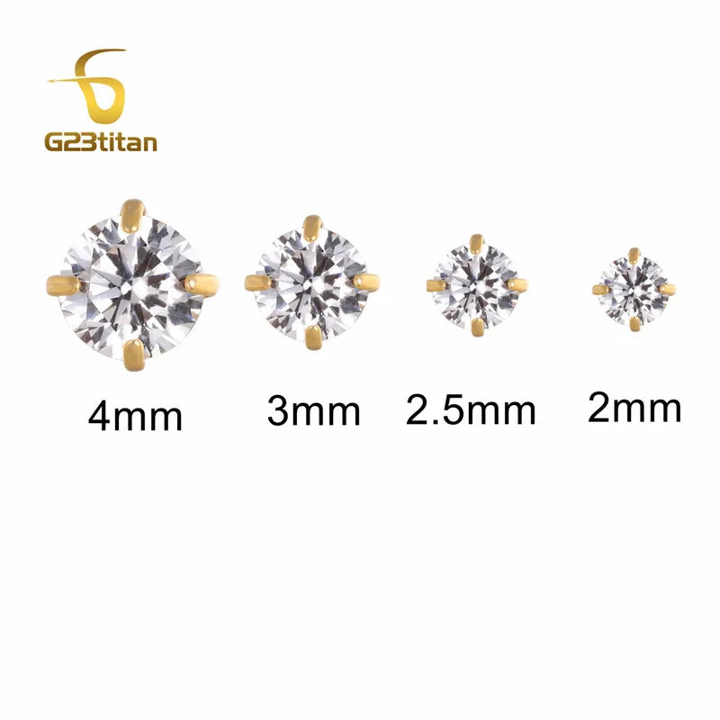 1pc CZ Zircon Titanium Labret Lip Stud 16G | Sensitive Skin Safe Piercing Jewelry