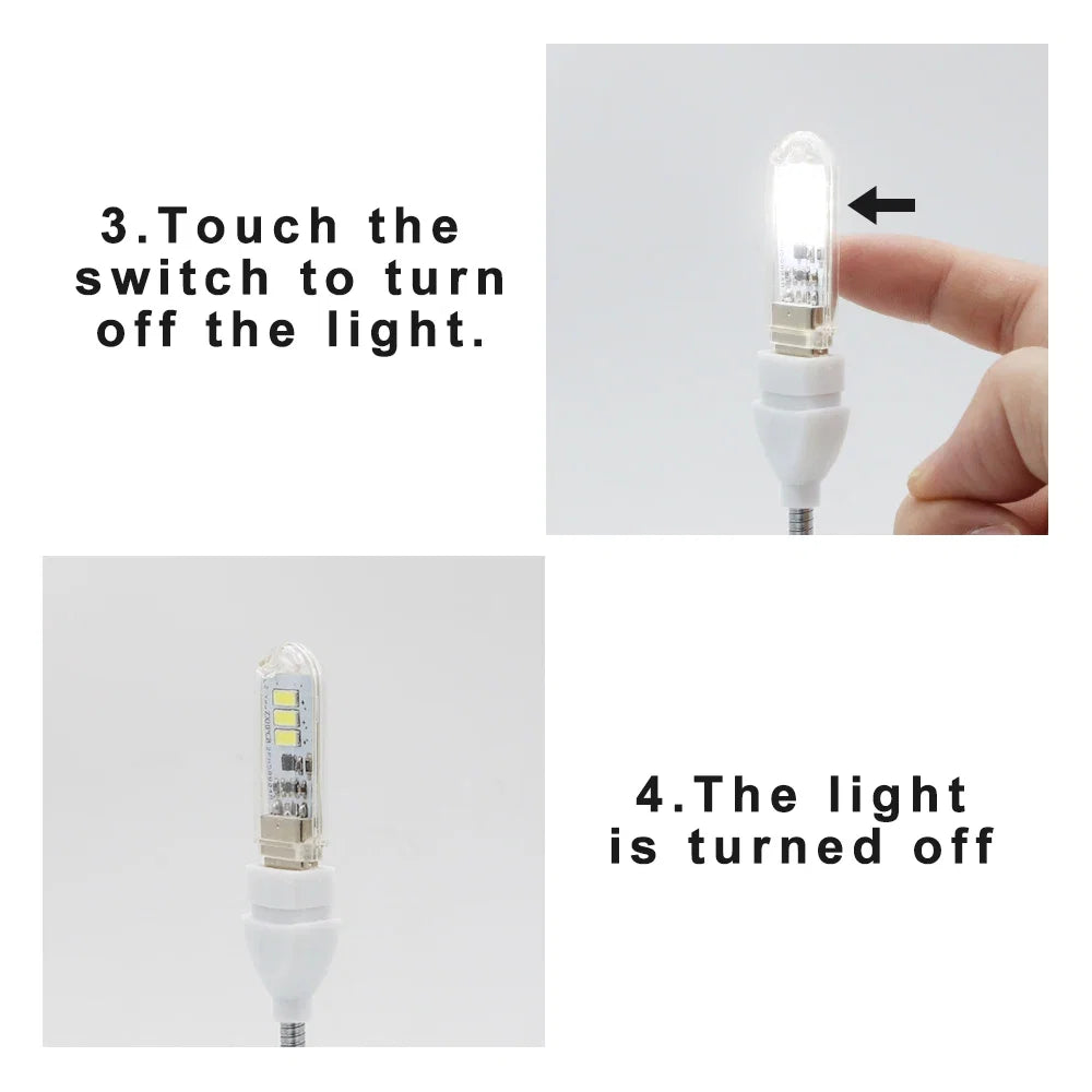 Portable USB LED Book Light | Touch Switch Reading Lamp