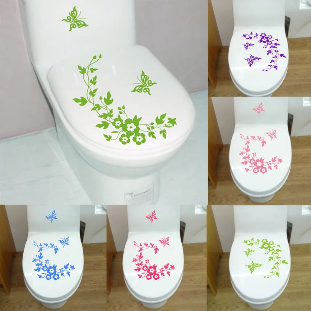 Butterfly Flower Wall Sticker | Bathroom Decor Wall Decals