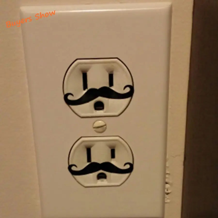 Funny Light Switch Stickers | 12 Pack Mustache Outlet Decals