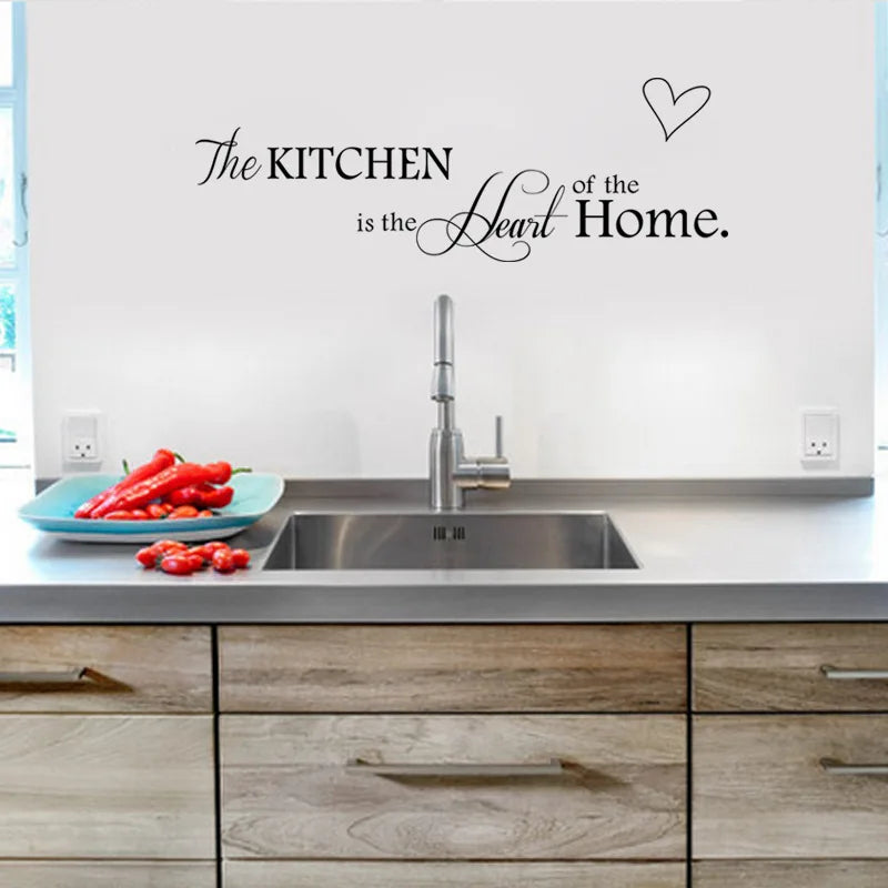 English Letters Kitchen Love Vinyl Wall Sticker | Heart of the Home Wall Decal