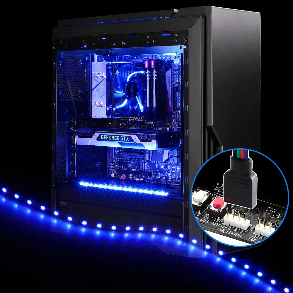 12V RGB 4pin LED Strip Light for PC Case | Motherboard Sync Decor