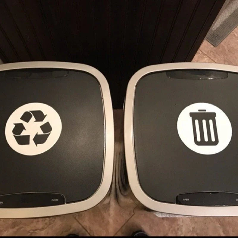 Recycle and Trash Sign Decal | Trash Can Vinyl Art Sticker Decoration