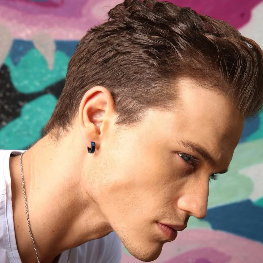 Rock Punk Huggie Earrings | Stainless Steel Unique Small Hoop Earrings for Men and Women