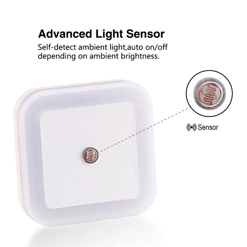 Wireless Sensor LED Night Light | Mini Square Plug-in Lamp for Baby, Kids, Living Room
