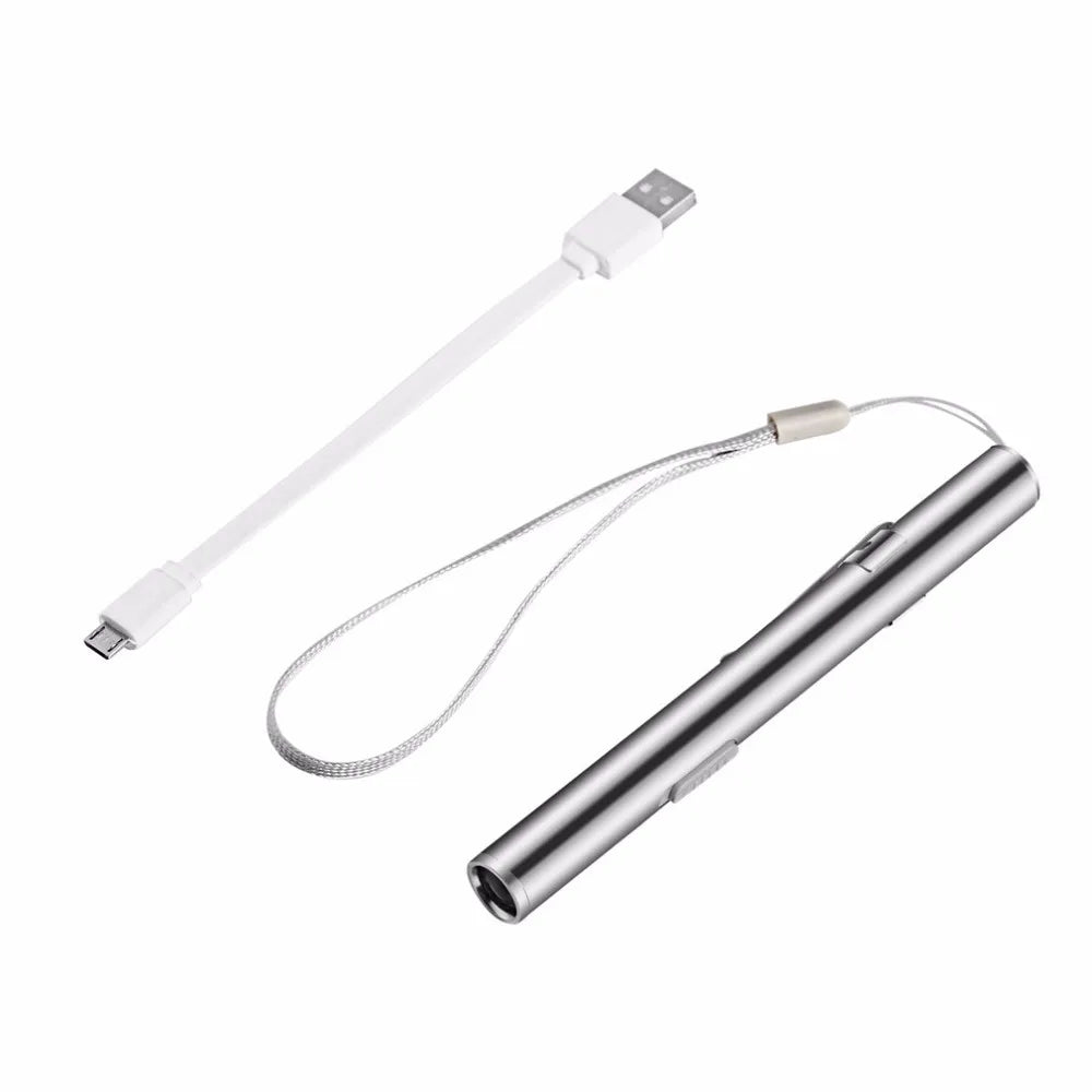 USB Rechargeable Pen Light | Medical Mini LED Flashlight with Clip