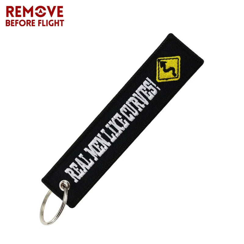 Motorcycle Keychain with Embroidery | Real Men Like Curves Keyring