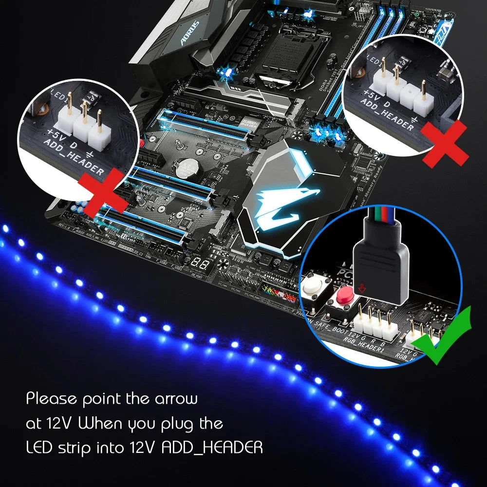 12V RGB LED Strip for PC Case | Motherboard Sync Lighting