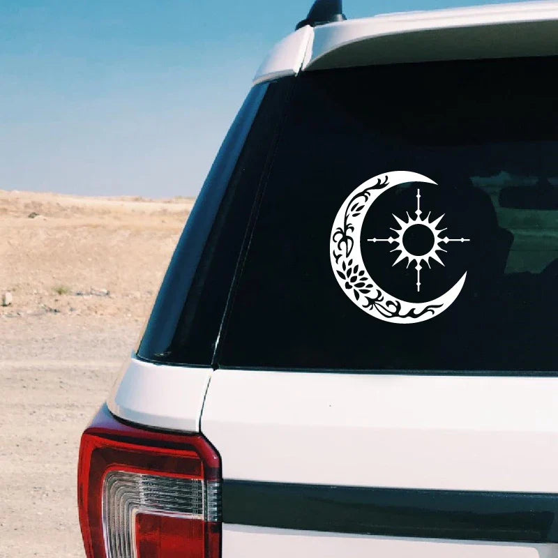 Sun Compass Crescent Moon Vinyl Sticker Decal | Car and Laptop Decor