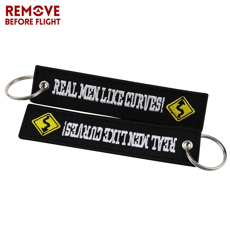 Motorcycle Keychain with Embroidery | Real Men Like Curves Keyring