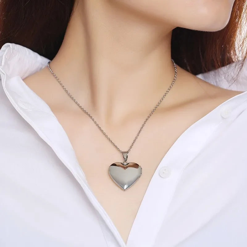 Heart Photo Locket Necklace for Women | Openable Stainless Steel Promise Jewelry