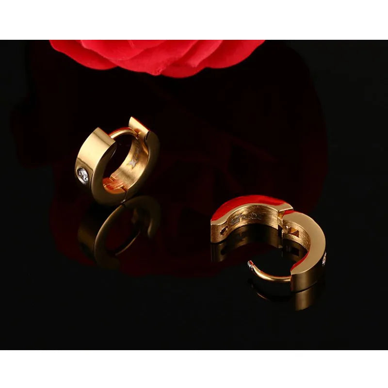 Stainless Steel Hoop Earrings for Women | Cubic Zirconia Huggie Ear Cuff