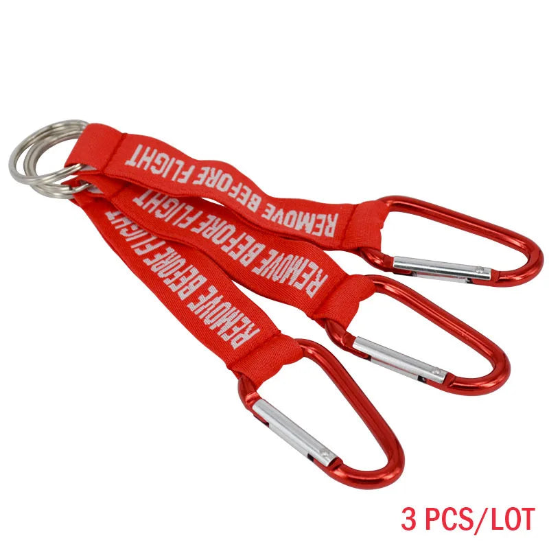 Remove Before Flight 3-Piece Red Keychain Set | Aviation Tag Key Ring for Car and Luggage