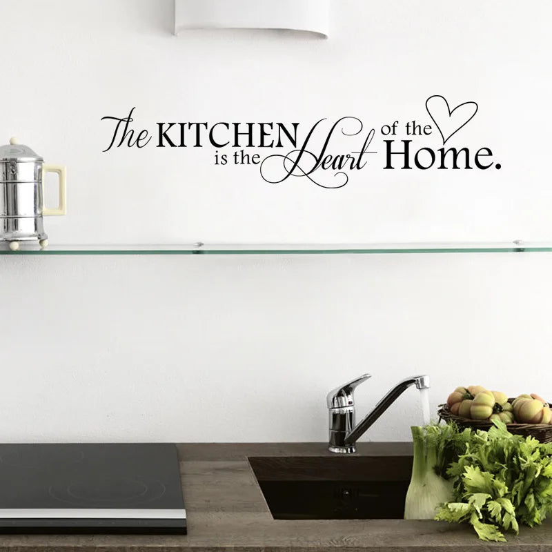 English Letters Kitchen Love Vinyl Wall Sticker | Heart of the Home Wall Decal