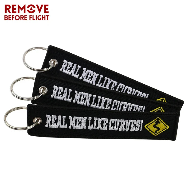Motorcycle Keychain with Embroidery | Real Men Like Curves Keyring